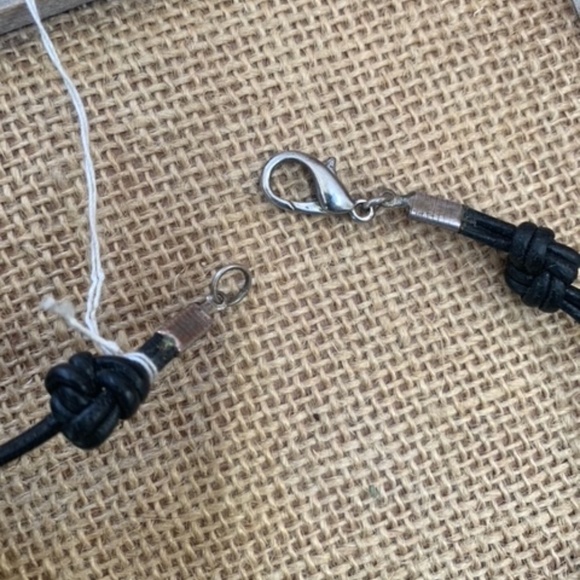 Leather and Lace, Jade and Italian Onyx Necklace - Picture 4 of 6